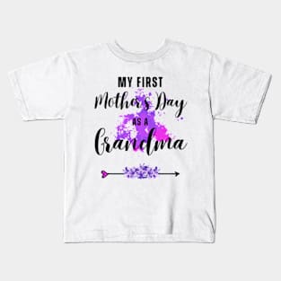 My first Mother's day as a grandma 2024 Funny Mothers Day Kids T-Shirt